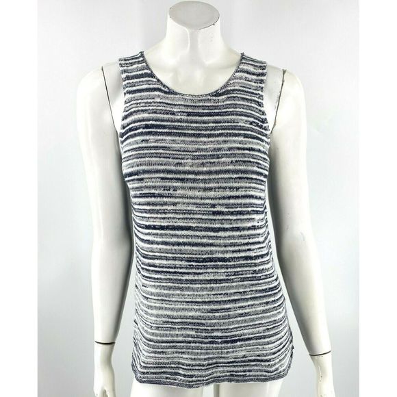 Lucky Brand Tank Top Sz XS Navy Blue White Striped - Picture 1 of 6
